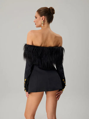 Feather Boat Neck Blazer Winteres