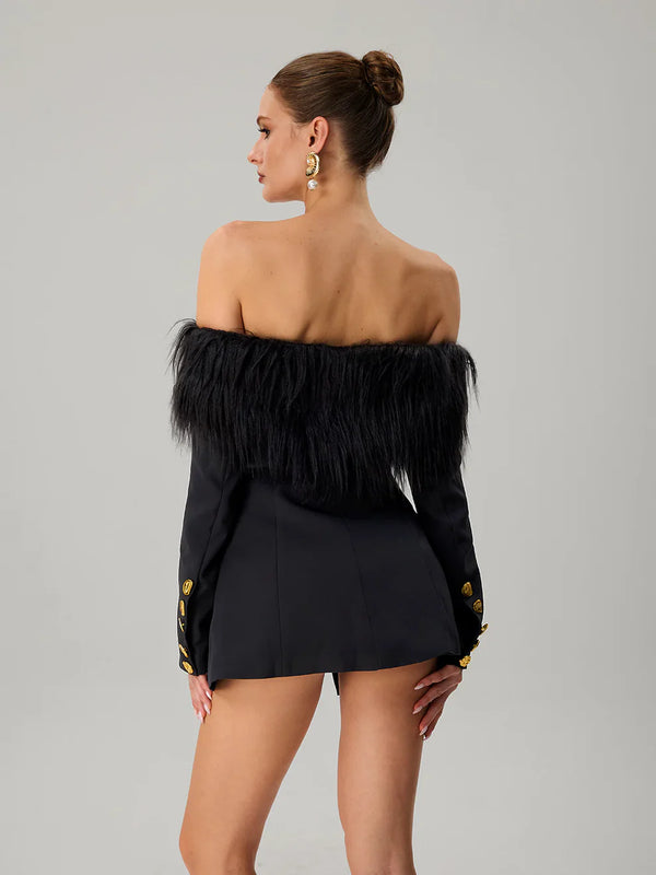 Feather Boat Neck Blazer Winteres