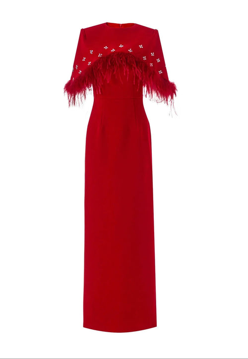 Vivienne Feather Cape Maxi Dress Winteres