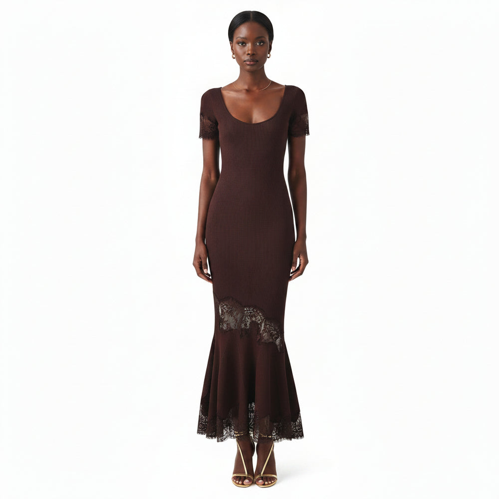 Lorena Lace-Trim Knit Maxi Dress
