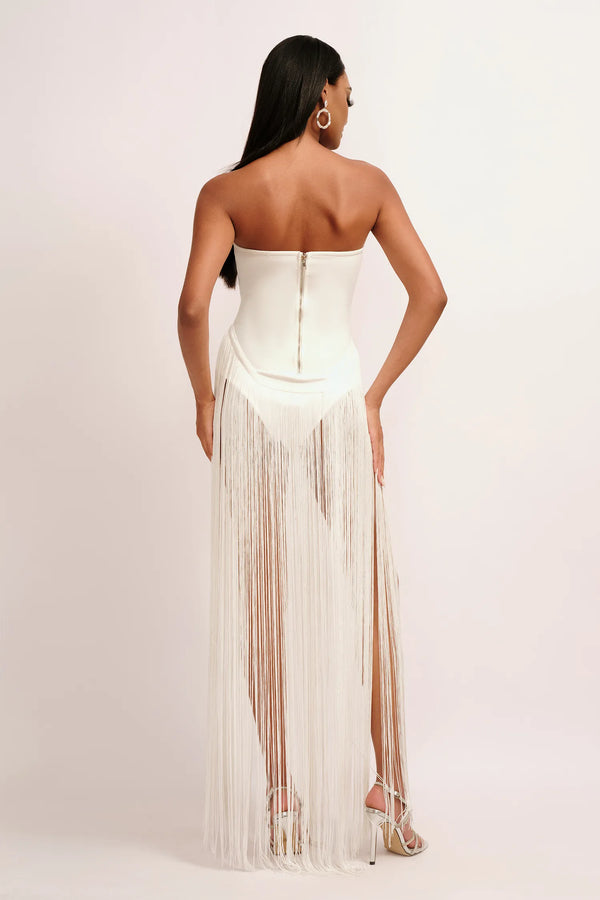 Strapless Fringe Maxi Dress Winteres