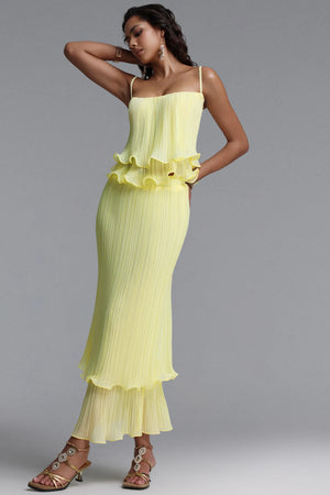 Spaghetti Strap Ruffle Skirt Set