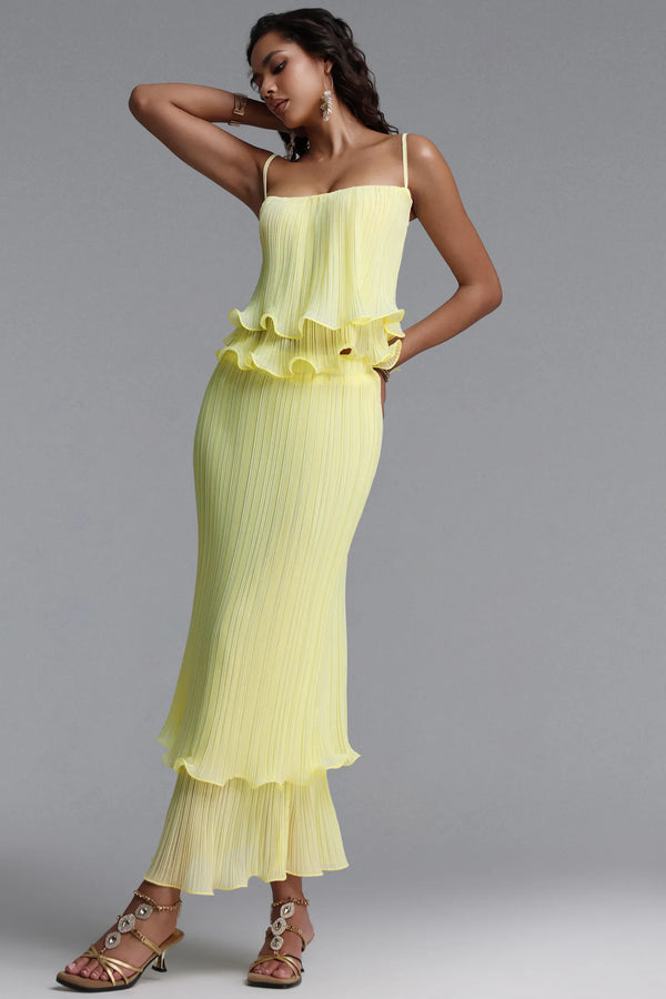 Spaghetti Strap Ruffle Skirt Set
