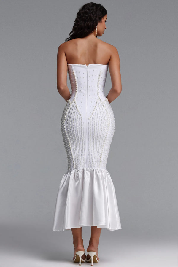 Sollar White Bandage Midi Dress