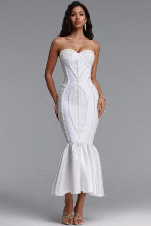 Sollar White Bandage Midi Dress