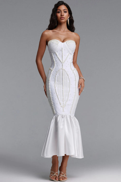 Sollar White Bandage Midi Dress