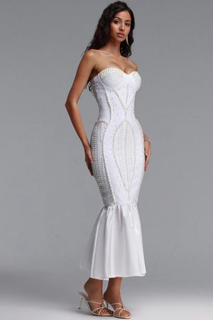 Sollar White Bandage Midi Dress
