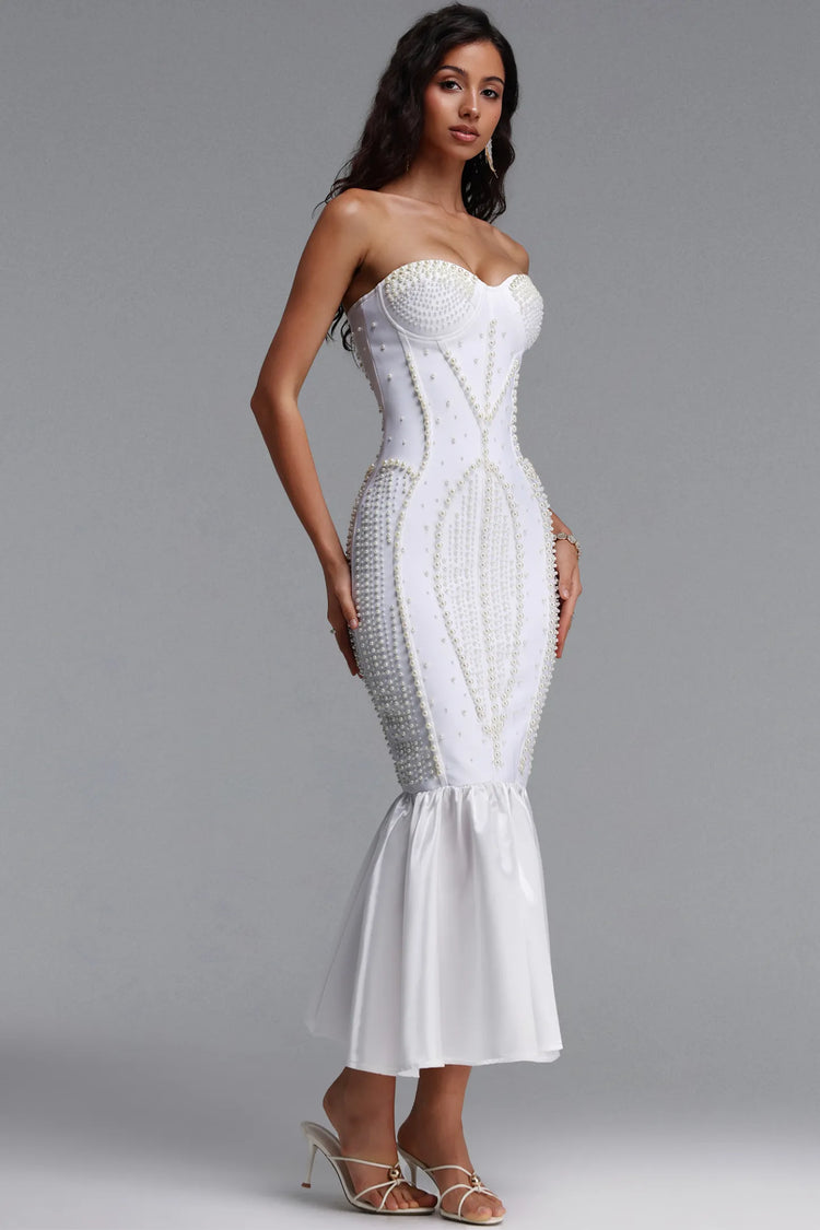 Sollar White Bandage Midi Dress