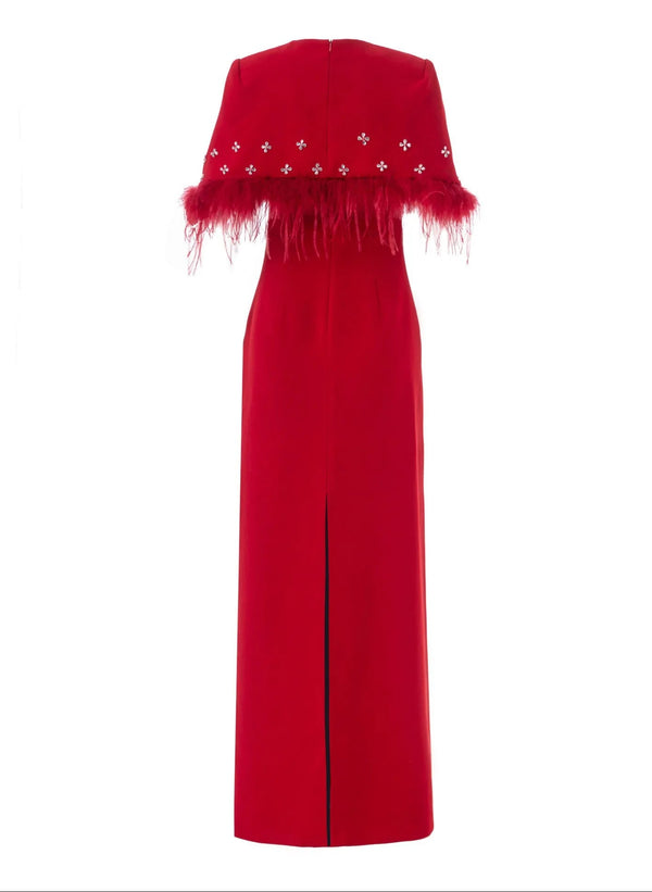 Vivienne Feather Cape Maxi Dress Winteres