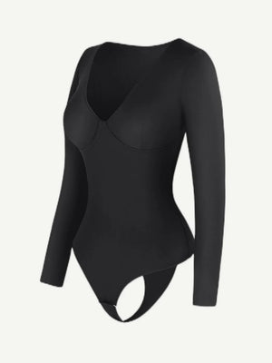 V-Neck Long-Sleeve Thong Bodysuit Winteres