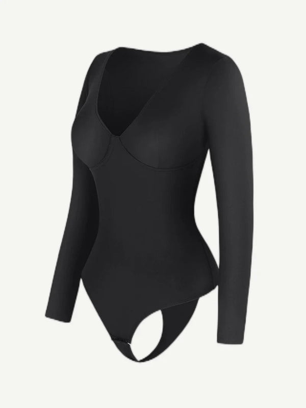 V-Neck Long-Sleeve Thong Bodysuit Winteres