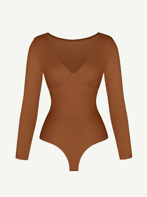 V-Neck Long-Sleeve Thong Bodysuit Winteres