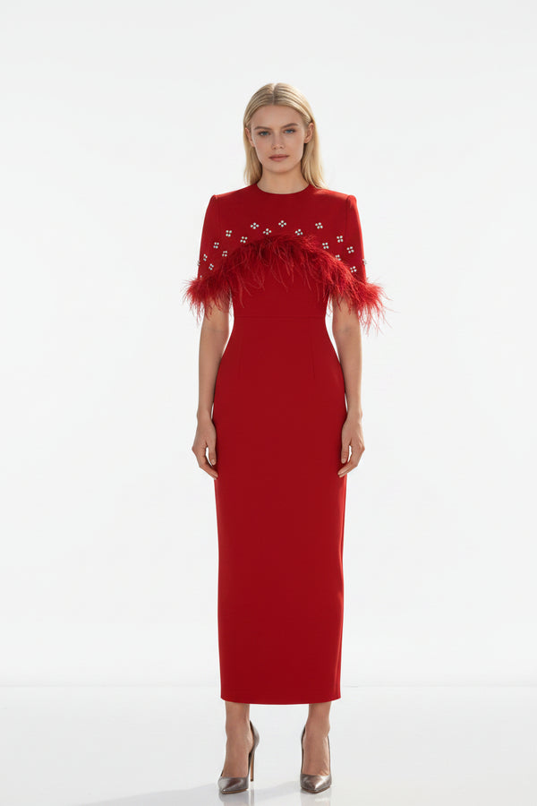 Vivienne Feather Cape Maxi Dress Winteres