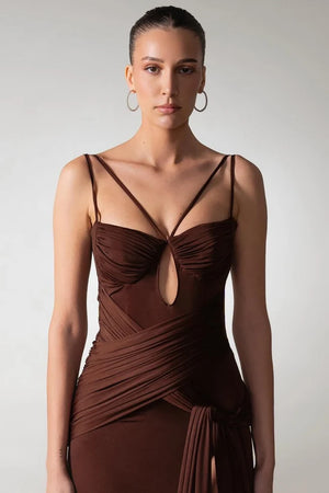 Robe longue drapée Marianne