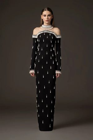 Leontine Harper Diamond Mesh Maxi Dress