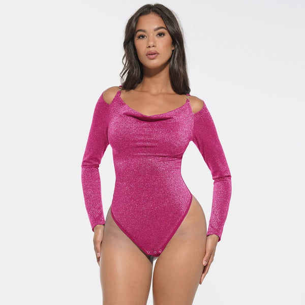 Shiny Built-In Bra Thong Bodysuit Winteres
