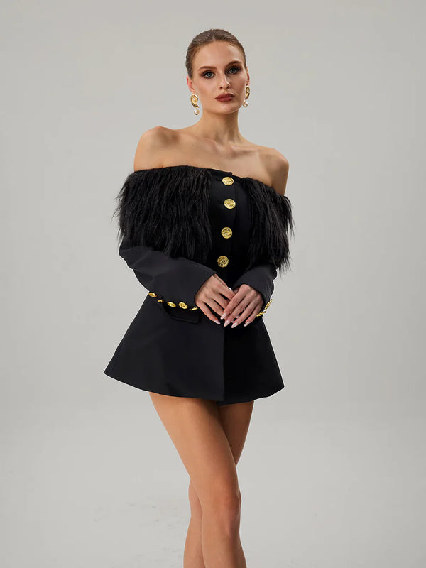 Feather Boat Neck Blazer Winteres
