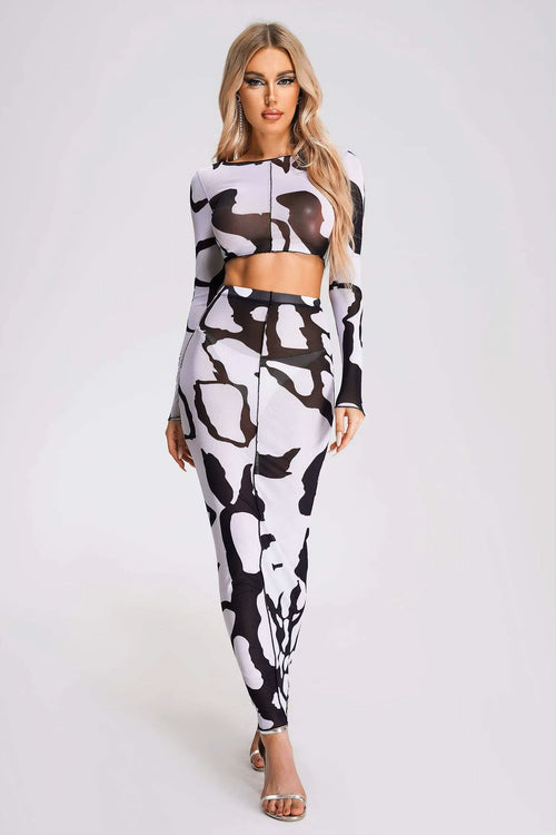 Black & White Top & Skirt Set Winteres