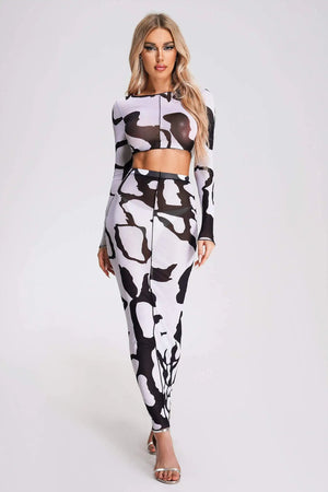 Black & White Top & Skirt Set Winteres