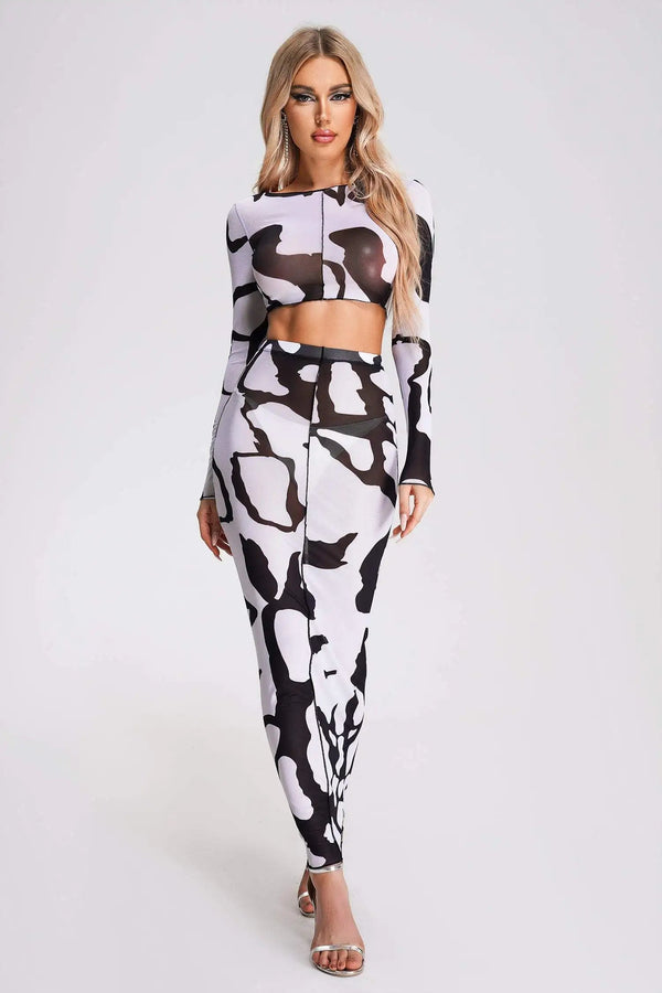 Black & White Top & Skirt Set Winteres