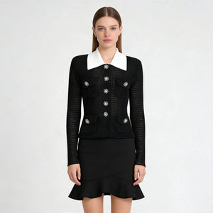 Jewel-Button Knit Cardigan Winteres
