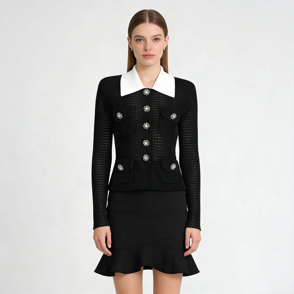 Jewel-Button Knit Cardigan Winteres