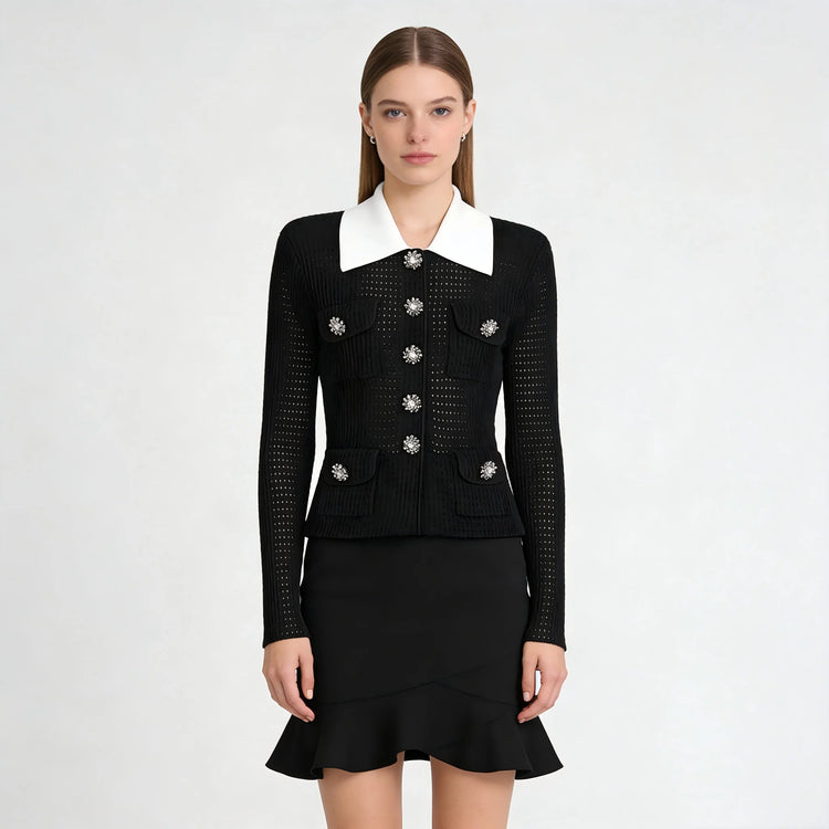 Jewel-Button Knit Cardigan Winteres