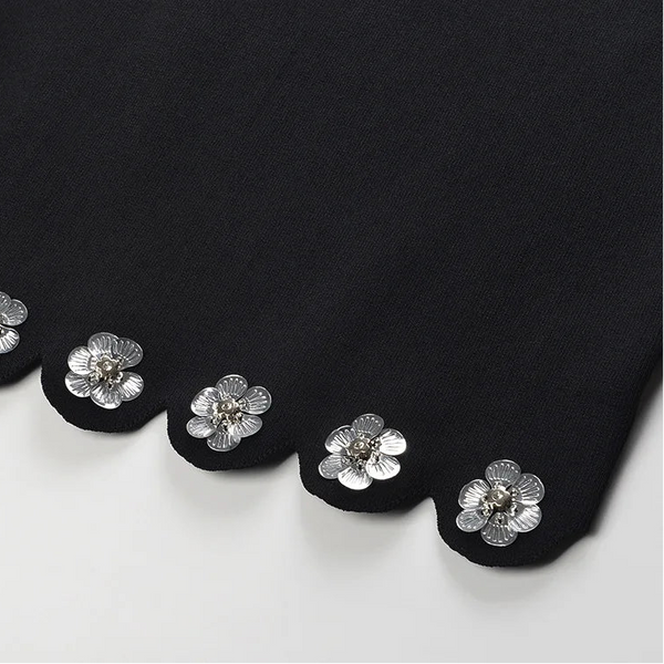 Sequined Flower Knit Skirt Set Winteres