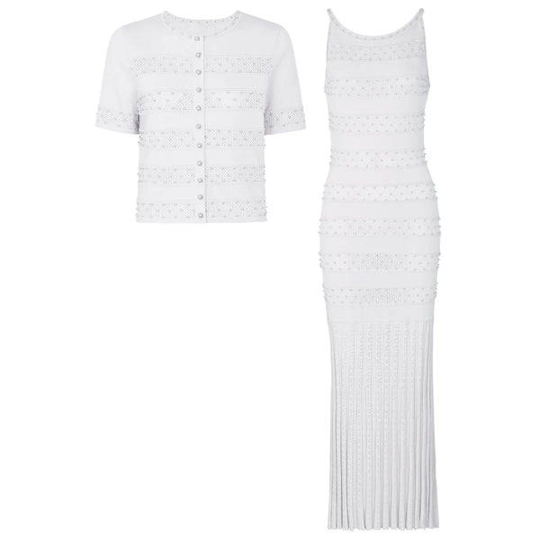 Beaded Crewneck & Sleeveless Dress Set Winteres