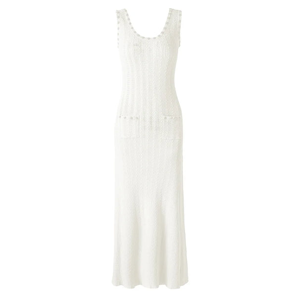 Beaded O-Neck Cardigan & Maxi Dress Set Winteres