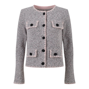 Elegant O-Neck Knit Pink Cardigan Winteres