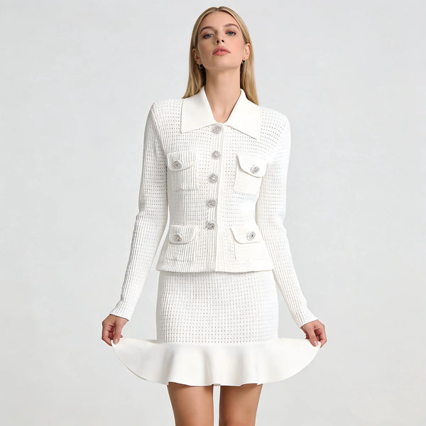 Jewel-Button Knit Cardigan Winteres