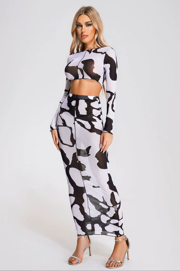 Black & White Top & Skirt Set Winteres