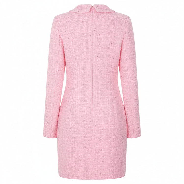 Pink coat with decorative buttons on a white background