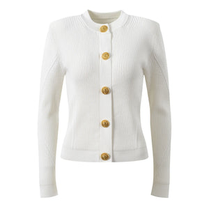 Jacquard O-neck Knit Cardigan Winteres