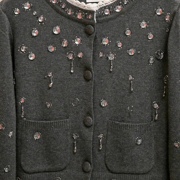 Lace Collar Rhinestone Cardigan Winteres