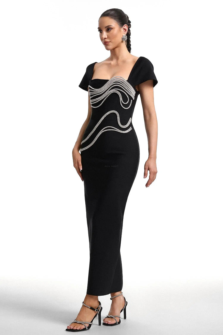 Women Chic IVako Low Neck Rhinestone Bandage Maxi Dress Ladies Bodycon Occassion Birthday Cocktail Prom Party Dresses – Winteres