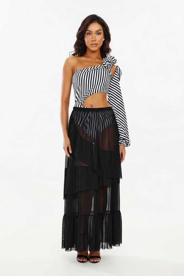Women One Shoulder Flower Hollow Out Zabra Printed 3 Three Piece Swimwear Bikini Skirt Set With Cover up Beachwear Swimsuit Winteres