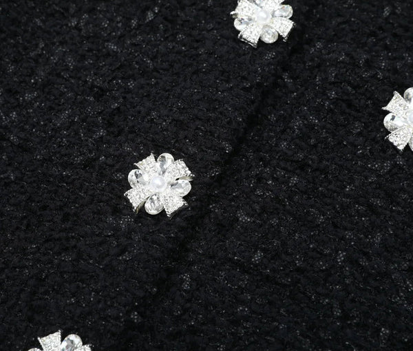 Crystal O-Neck Cardigan & Mini Skirt Set Winteres
