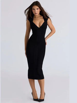 Zanela Khaki V-Neck Maxi Dress Winteres