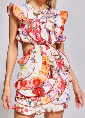 Lena Cutout Floral Mini Dress Winteres