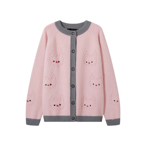 Raglan-Sleeve Striped Crew-Neck Cardigan Winteres