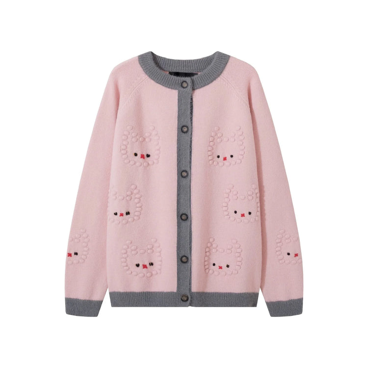 Raglan-Sleeve Striped Crew-Neck Cardigan Winteres