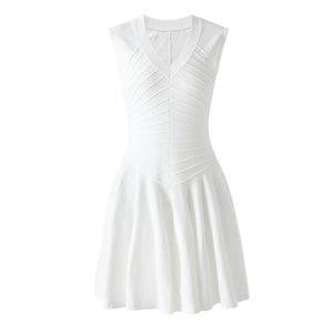 White sleeveless dress on a white background