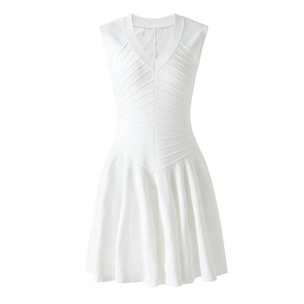 White sleeveless dress on a white background