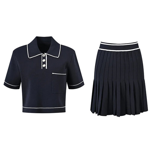Vintage Collar Top & Mini Skirt Set Winteres