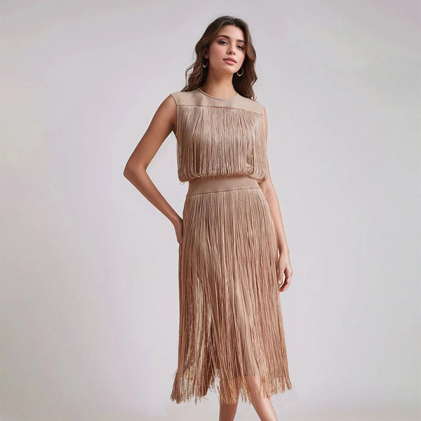 Umrane Fringed Midi Dress Winteres