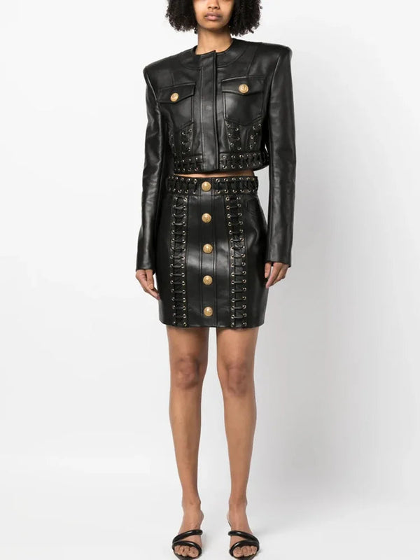 Scheana Shay Buttons Leather Clothing Winteres