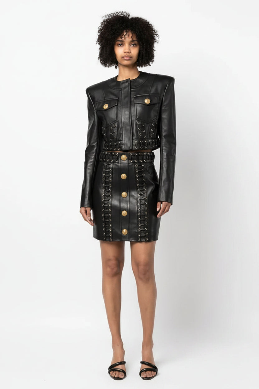 Scheana Shay Buttons Leather Clothing Winteres