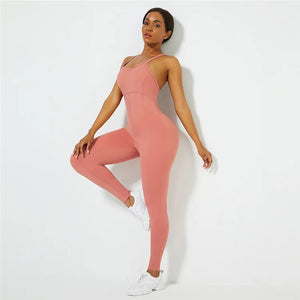 Cross-Back Scrunch-Butt Activewear Jumpsuit Winteres